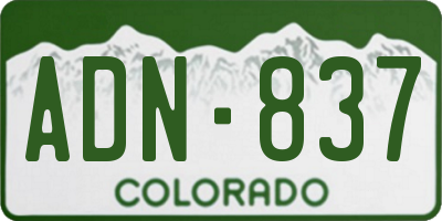 CO license plate ADN837