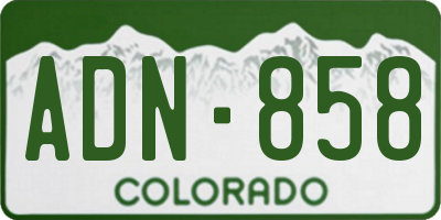 CO license plate ADN858