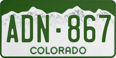 CO license plate ADN867