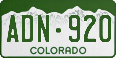 CO license plate ADN920