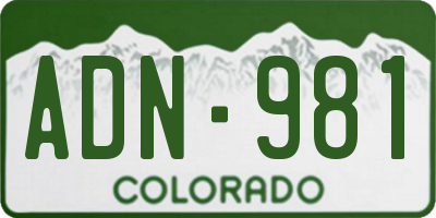 CO license plate ADN981