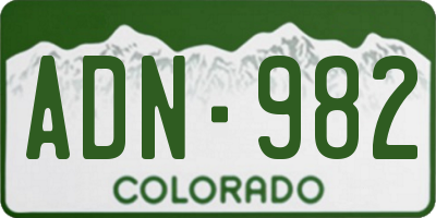 CO license plate ADN982