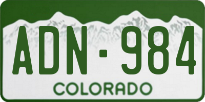 CO license plate ADN984