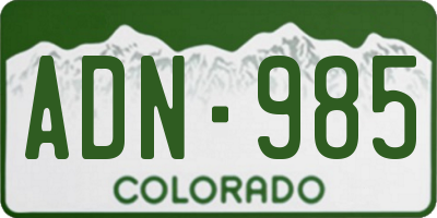 CO license plate ADN985
