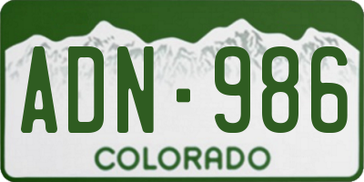 CO license plate ADN986