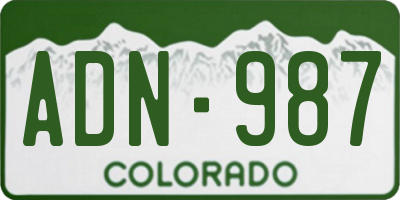 CO license plate ADN987
