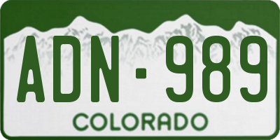CO license plate ADN989