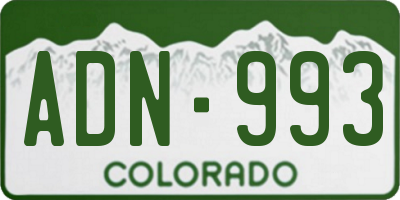CO license plate ADN993