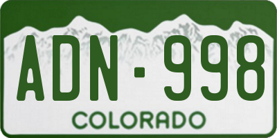 CO license plate ADN998