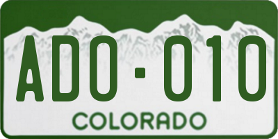 CO license plate ADO010