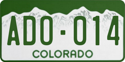 CO license plate ADO014