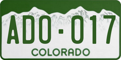 CO license plate ADO017