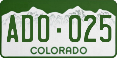 CO license plate ADO025