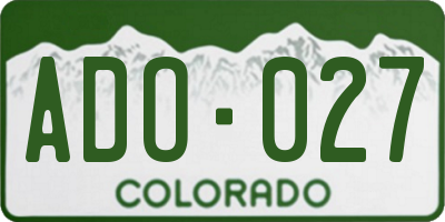 CO license plate ADO027