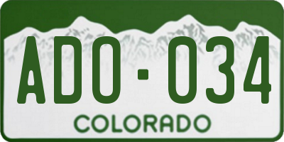 CO license plate ADO034