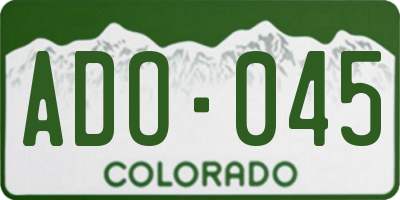 CO license plate ADO045