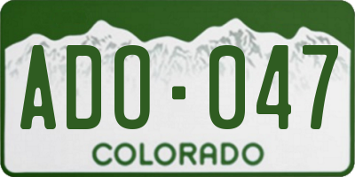 CO license plate ADO047