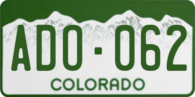 CO license plate ADO062