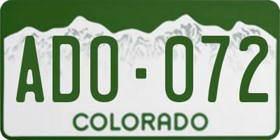 CO license plate ADO072