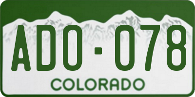 CO license plate ADO078
