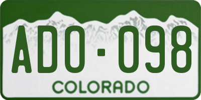 CO license plate ADO098