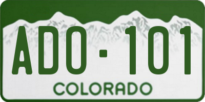 CO license plate ADO101