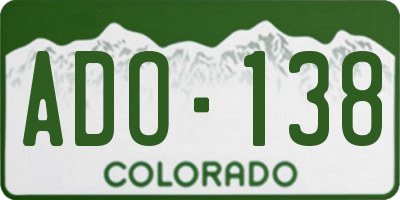 CO license plate ADO138