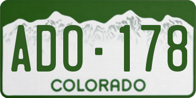CO license plate ADO178