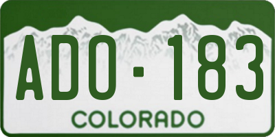 CO license plate ADO183