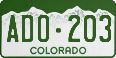 CO license plate ADO203