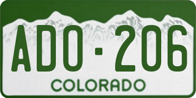 CO license plate ADO206