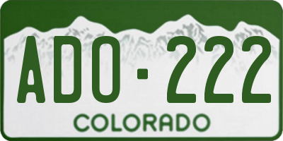 CO license plate ADO222