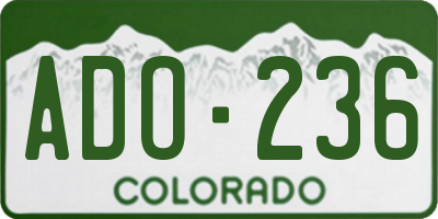 CO license plate ADO236
