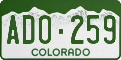 CO license plate ADO259