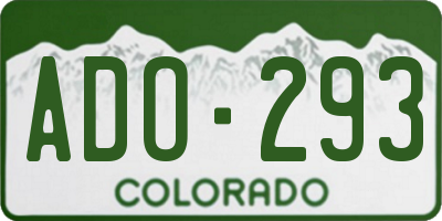 CO license plate ADO293
