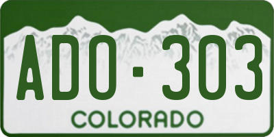 CO license plate ADO303
