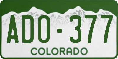 CO license plate ADO377