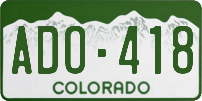 CO license plate ADO418