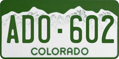 CO license plate ADO602