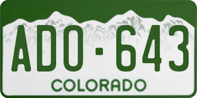 CO license plate ADO643