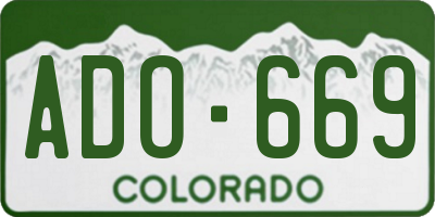 CO license plate ADO669