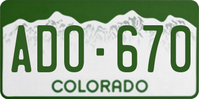 CO license plate ADO670