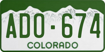 CO license plate ADO674