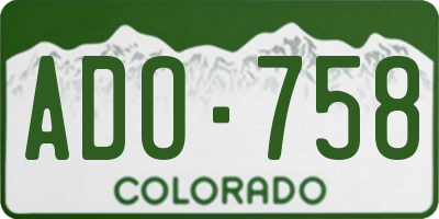 CO license plate ADO758