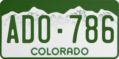 CO license plate ADO786