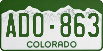 CO license plate ADO863