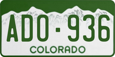 CO license plate ADO936