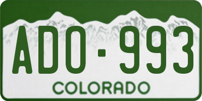 CO license plate ADO993