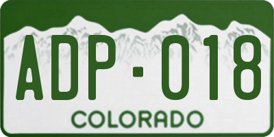 CO license plate ADP018