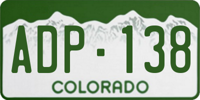CO license plate ADP138